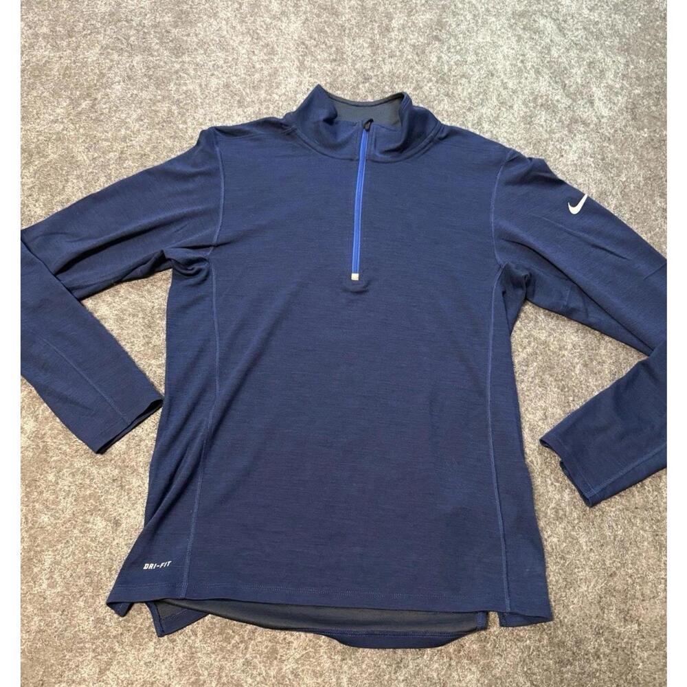 Nike Dri-Fit Mens 1/4 Zip Long Sleeve Shirt Small Blue Gym Outdoor Pullover